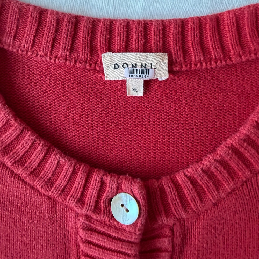 Donni Cotton Knit Cardigan Red - Picture 8 of 12